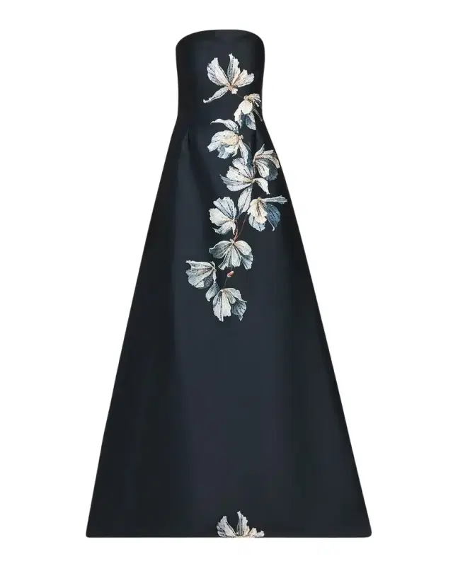 Rickie Freeman for Teri Jon Beaded Floral Mikado A-Line Gown
