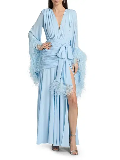 Bronx and Banco Women's Geisha Feather-Cuff Maxi Dress | Thumbnail 2