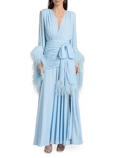 Bronx and Banco Women's Geisha Feather-Cuff Maxi Dress | Thumbnail 3