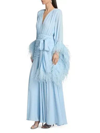 Bronx and Banco Women's Geisha Feather-Cuff Maxi Dress | Thumbnail 4