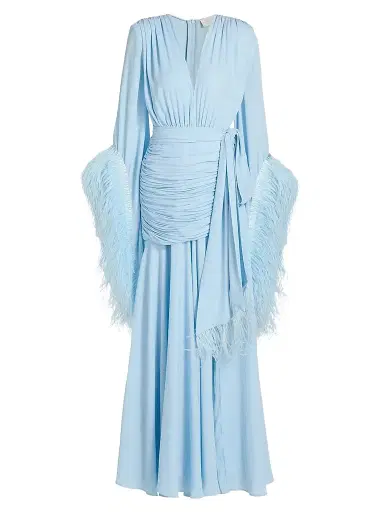 Bronx and Banco Women's Geisha Feather-Cuff Maxi Dress | Thumbnail 1
