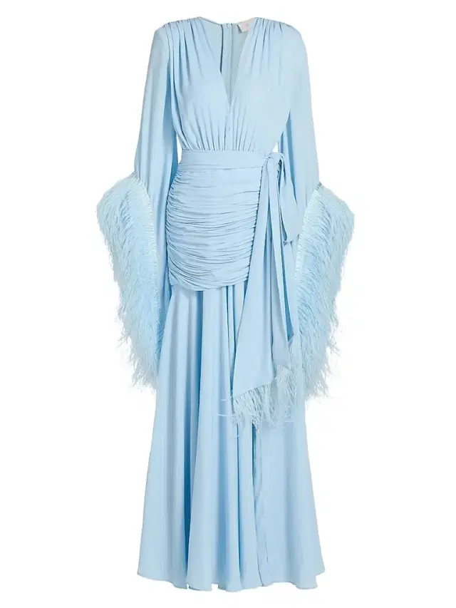 Bronx and Banco Women's Geisha Feather-Cuff Maxi Dress