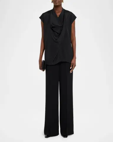 Lafayette 148 New York Cap-Sleeve Cowl-Neck Blouse | Thumbnail 2 Lafayette 148 New York Cap-Sleeve Cowl-Neck Blouse | Thumbnail 2