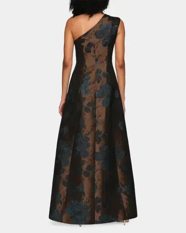 Kay Unger New York Brynlee Floral Jacquard One-Shoulder Gown | Thumbnail 3