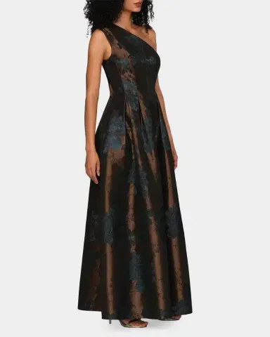 Kay Unger New York Brynlee Floral Jacquard One-Shoulder Gown | Thumbnail 6