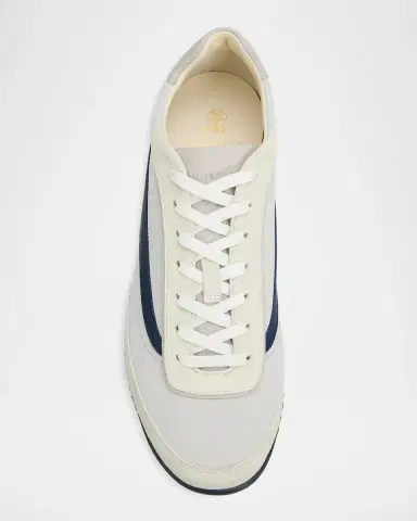 Brunello Cucinelli Men's Techno Textile and Nubuck Low-Top Sneakers | Thumbnail 4