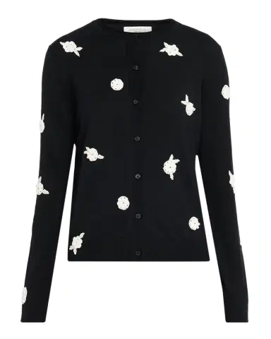 Lafayette 148 New York Crewneck Floral Applique Cashmere Cardigan | Thumbnail 1