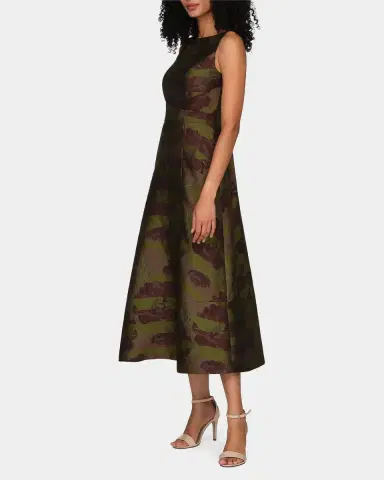 Kay Unger New York Camilla Floral Stripe Tea-Length Gown | Thumbnail 7 Kay Unger New York Camilla Floral Stripe Tea-Length Gown | Thumbnail 7