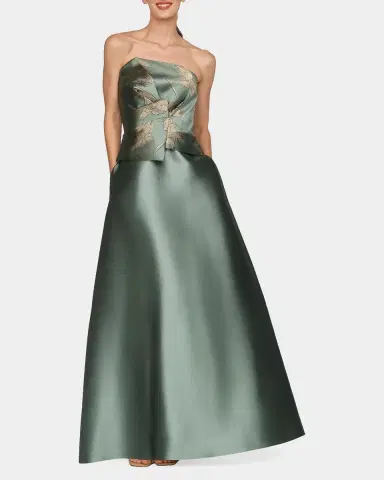 Kay Unger New York Sheryl Mikado Floral A-Line Gown | Thumbnail 2 Kay Unger New York Sheryl Mikado Floral A-Line Gown | Thumbnail 2
