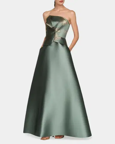 Kay Unger New York Sheryl Mikado Floral A-Line Gown | Thumbnail 4 Kay Unger New York Sheryl Mikado Floral A-Line Gown | Thumbnail 4