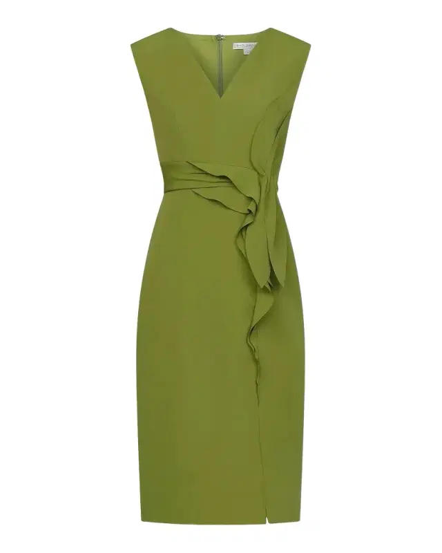 Kay Unger New York Maya Ruffle Midi Dress