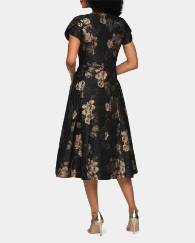 Kay Unger New York Sadie Floral Jacquard Midi Dress | Thumbnail 3 Kay Unger New York Sadie Floral Jacquard Midi Dress | Thumbnail 3