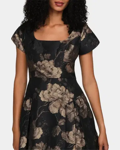 Kay Unger New York Sadie Floral Jacquard Midi Dress | Thumbnail 5 Kay Unger New York Sadie Floral Jacquard Midi Dress | Thumbnail 5