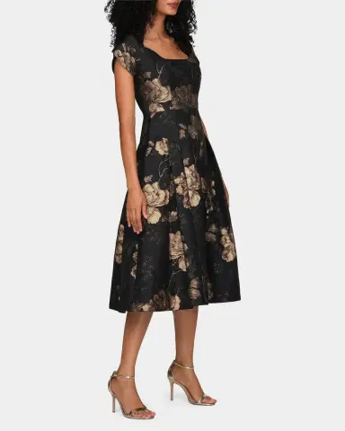 Kay Unger New York Sadie Floral Jacquard Midi Dress | Thumbnail 6 Kay Unger New York Sadie Floral Jacquard Midi Dress | Thumbnail 6