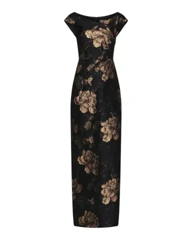 Kay Unger New York Myla Floral Jacqaurd Column Gown | Thumbnail 1