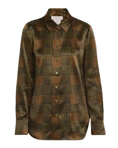 Lafayette 148 New York Scottie Glen Check-Print Silk Blouse | Thumbnail 1