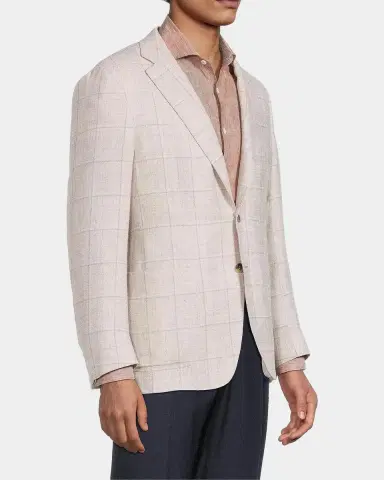 Canali Windowpane Linen-Wool Sportcoat | Thumbnail 6 Canali Windowpane Linen-Wool Sportcoat | Thumbnail 6
