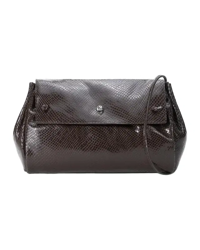Cy Snake-Embossed Leather Shoulder Bag