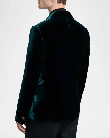 Versace Men's Peak Lapel Velvet Evening Jacket | Thumbnail 3 Versace Men's Peak Lapel Velvet Evening Jacket | Thumbnail 3