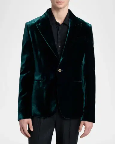 Versace Men's Peak Lapel Velvet Evening Jacket | Thumbnail 4 Versace Men's Peak Lapel Velvet Evening Jacket | Thumbnail 4