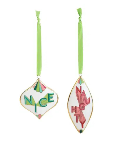 Jonathan Adler Naughty & Nice 2-Piece Ornament Set | Thumbnail 1 Jonathan Adler Naughty & Nice 2-Piece Ornament Set | Thumbnail 1