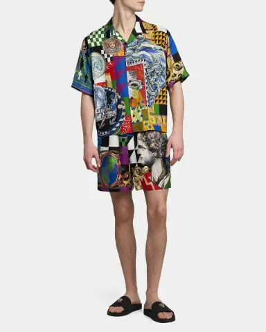 Versace Medusa Collage Silk Twill Camp Shirt | Thumbnail 2 Versace Medusa Collage Silk Twill Camp Shirt | Thumbnail 2
