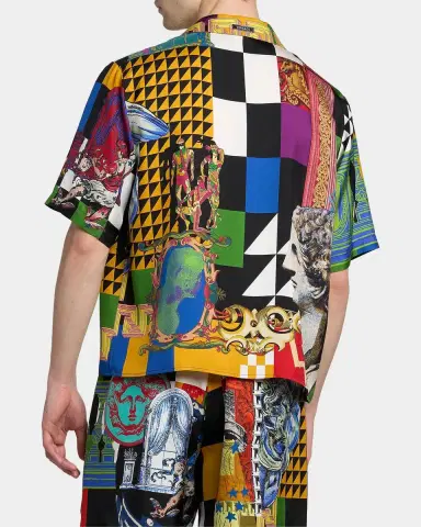 Versace Medusa Collage Silk Twill Camp Shirt | Thumbnail 3 Versace Medusa Collage Silk Twill Camp Shirt | Thumbnail 3