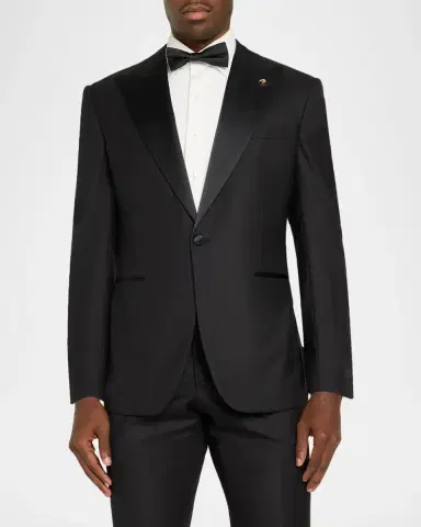 Stefano Ricci Men's Peak-Lapel Wool-Blend Tuxedo | Thumbnail 4 Stefano Ricci Men's Peak-Lapel Wool-Blend Tuxedo | Thumbnail 4