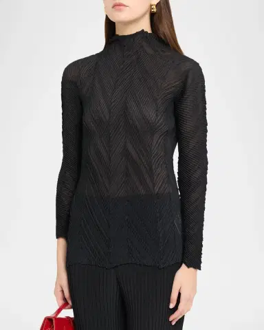 Issey Miyake Zigzag Pleats Chiffon Long-Sleeve Top | Thumbnail 4 Issey Miyake Zigzag Pleats Chiffon Long-Sleeve Top | Thumbnail 4