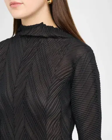 Issey Miyake Zigzag Pleats Chiffon Long-Sleeve Top | Thumbnail 5 Issey Miyake Zigzag Pleats Chiffon Long-Sleeve Top | Thumbnail 5
