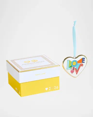 Jonathan Adler Peace & Love 2026 Porcelain Heart Ornament | Thumbnail 4 Jonathan Adler Peace & Love 2026 Porcelain Heart Ornament | Thumbnail 4