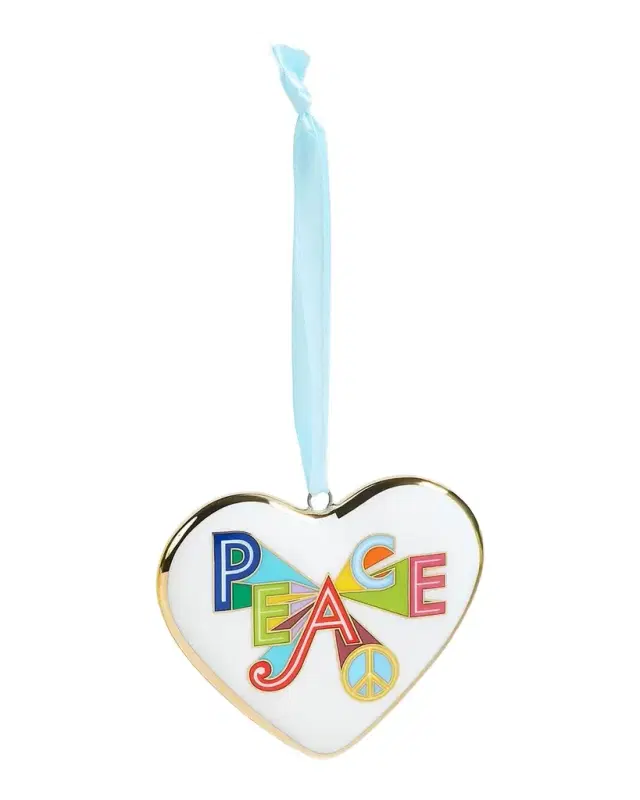 Jonathan Adler Peace & Love 2026 Porcelain Heart Ornament