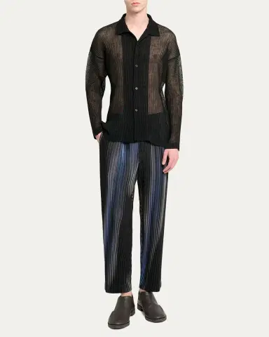 Homme Plissé Issey Miyake Men's Rustic Mesh Button-Down Shirt | Thumbnail 2
