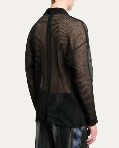 Homme Plissé Issey Miyake Men's Rustic Mesh Button-Down Shirt | Thumbnail 3