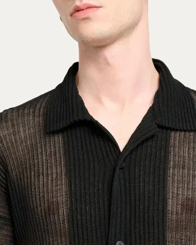 Homme Plissé Issey Miyake Men's Rustic Mesh Button-Down Shirt | Thumbnail 5