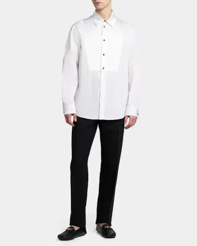 Versace Textured-Bib Cotton Shirt | Thumbnail 2 Versace Textured-Bib Cotton Shirt | Thumbnail 2