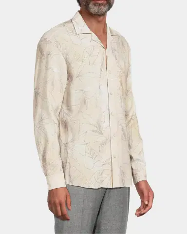 Canali Leaf-Print Button-Front Shirt | Thumbnail 6 Canali Leaf-Print Button-Front Shirt | Thumbnail 6