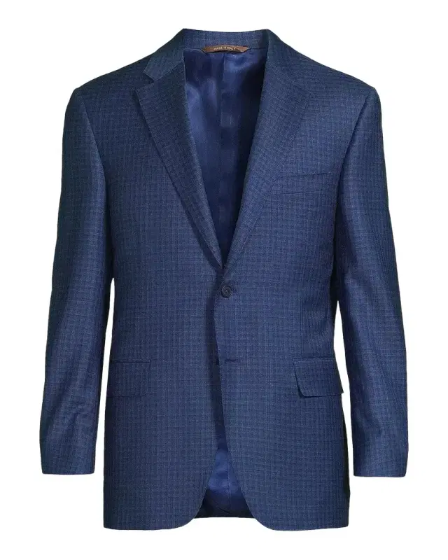 Canali Micro-Plaid Wool Business Sport Coat