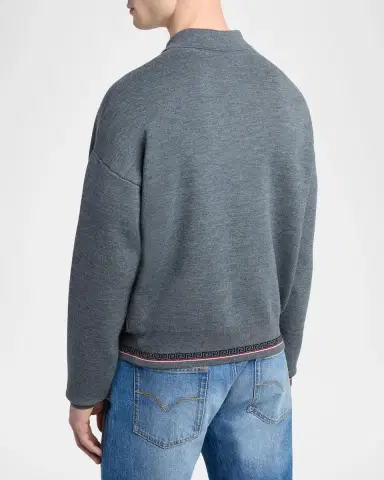 Versace Men's Virgin Wool Knit Zip-Up Sweater | Thumbnail 3 Versace Men's Virgin Wool Knit Zip-Up Sweater | Thumbnail 3