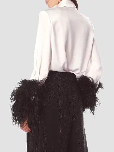 Bronx and Banco Women's Tie Feather-Cuff Shirt | Thumbnail 2 Bronx and Banco Women's Tie Feather-Cuff Shirt | Thumbnail 2