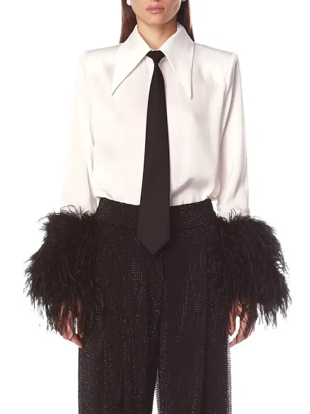Bronx and Banco Women's Tie Feather-Cuff Shirt