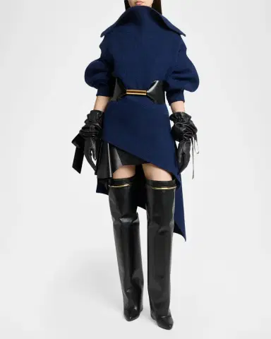 Givenchy High-Neck Slashed Wool-Cashmere Asymmetric Mini Sweater Dress | Thumbnail 2
