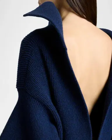 Givenchy High-Neck Slashed Wool-Cashmere Asymmetric Mini Sweater Dress | Thumbnail 5