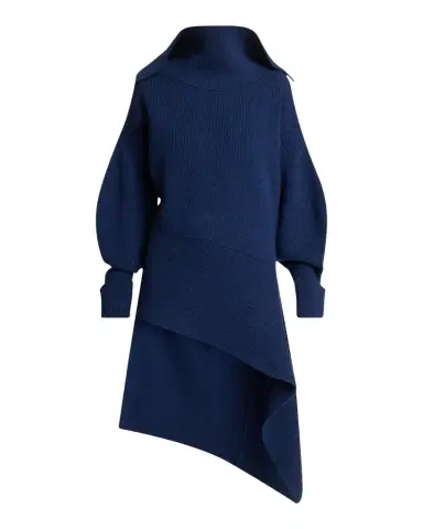 Givenchy High-Neck Slashed Wool-Cashmere Asymmetric Mini Sweater Dress | Thumbnail 1