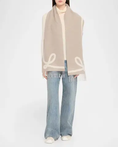 Loewe Men's Logo Wool-Cashmere Jacquard Scarf | Thumbnail 2