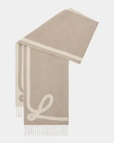 Loewe Men's Logo Wool-Cashmere Jacquard Scarf | Thumbnail 5