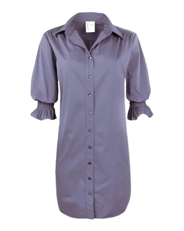 Finley Miller Puff-Sleeve Weathercloth Mini Shirtdress