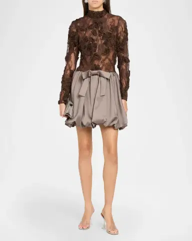 Aknvas Jette Mixed-Media Lace Bubble Mini Dress | Thumbnail 2 Aknvas Jette Mixed-Media Lace Bubble Mini Dress | Thumbnail 2
