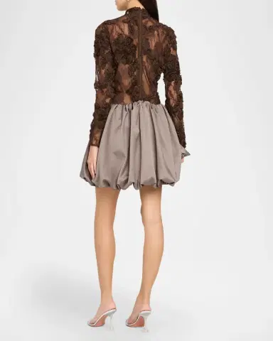 Aknvas Jette Mixed-Media Lace Bubble Mini Dress | Thumbnail 3 Aknvas Jette Mixed-Media Lace Bubble Mini Dress | Thumbnail 3
