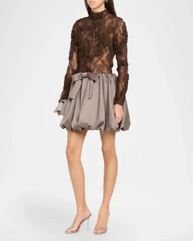 Aknvas Jette Mixed-Media Lace Bubble Mini Dress | Thumbnail 4 Aknvas Jette Mixed-Media Lace Bubble Mini Dress | Thumbnail 4